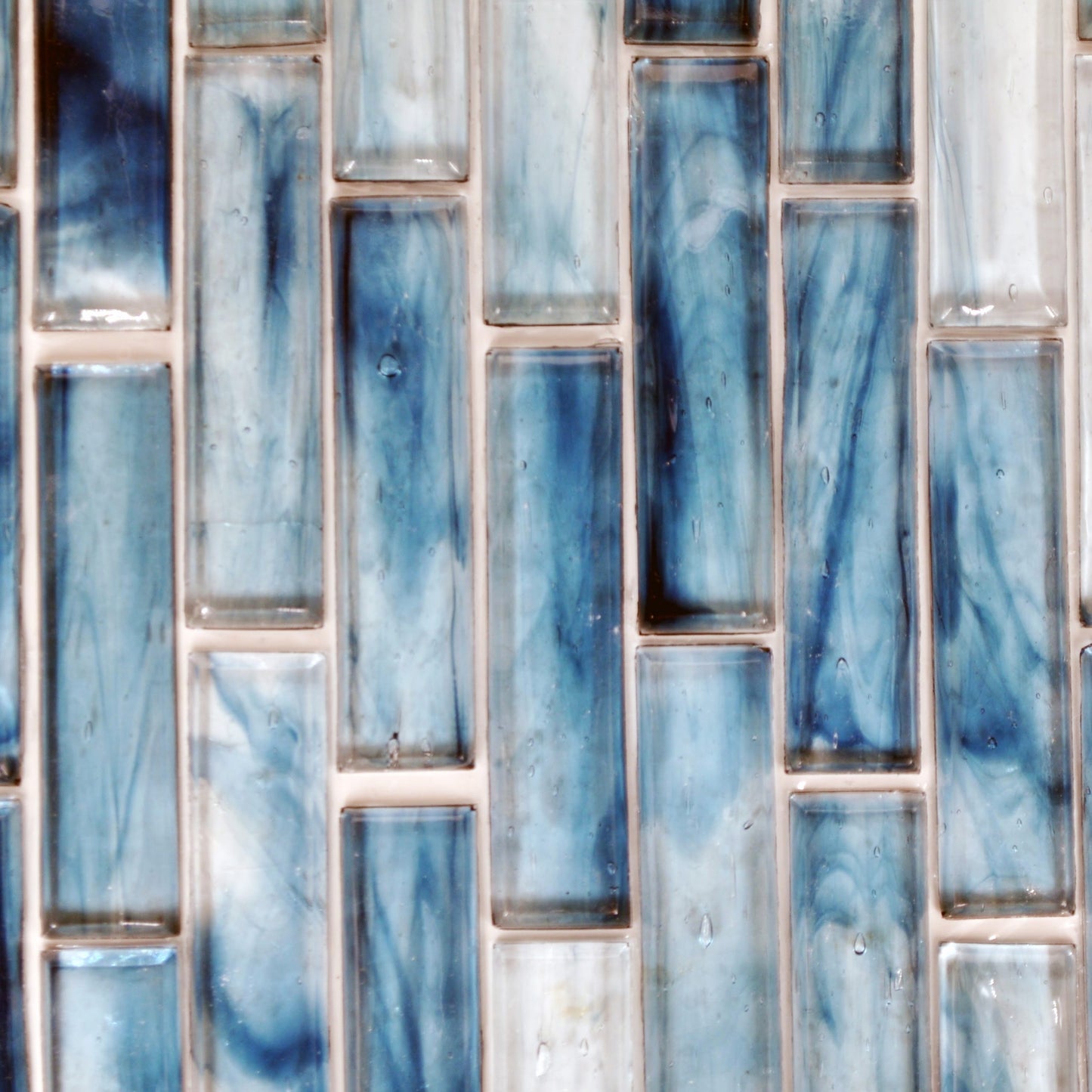 Fusion Glass 1 x 4 Linear Strips Polished Blue
