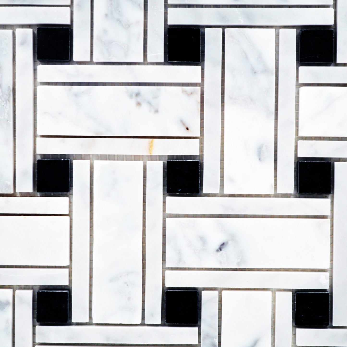 Big Basketweave Carrara and Black Dot