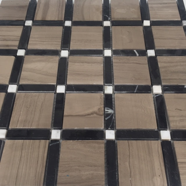 Geo Frame Wood & Nero Marquina Marble