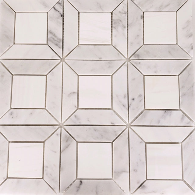 Geo Framed Carrara White with Star White Marble