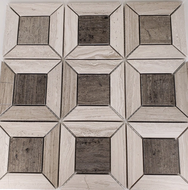 Geo Framed White & Grey Vein Marble