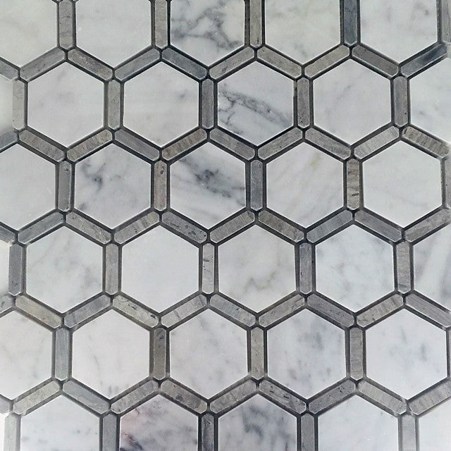 Geo Frame Carrara White & Blue Vein Marble