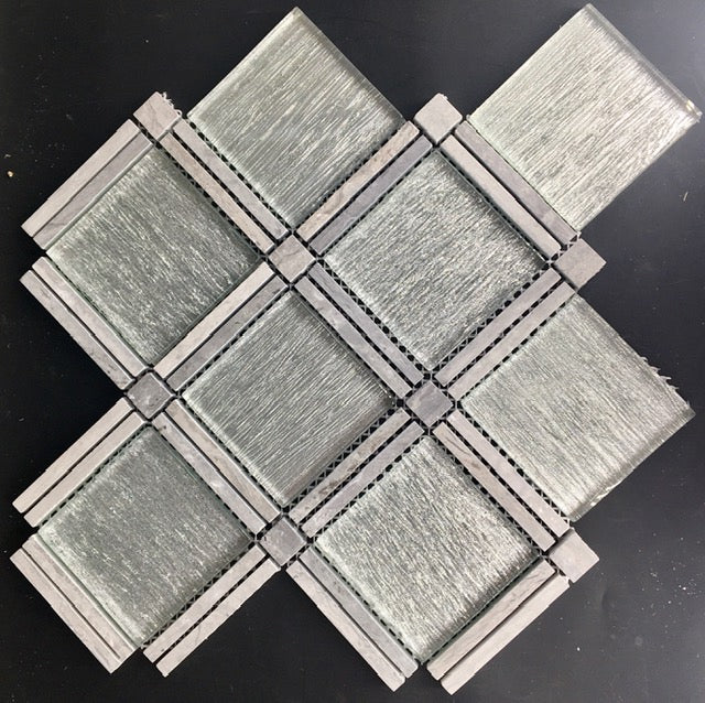 Geo Silver Glass & Blue Vein Marble