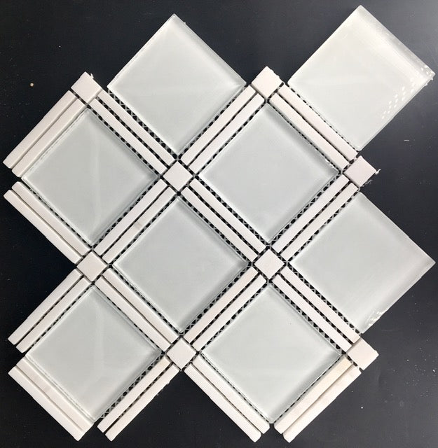 Geo Frame White Glass & Star White Marble