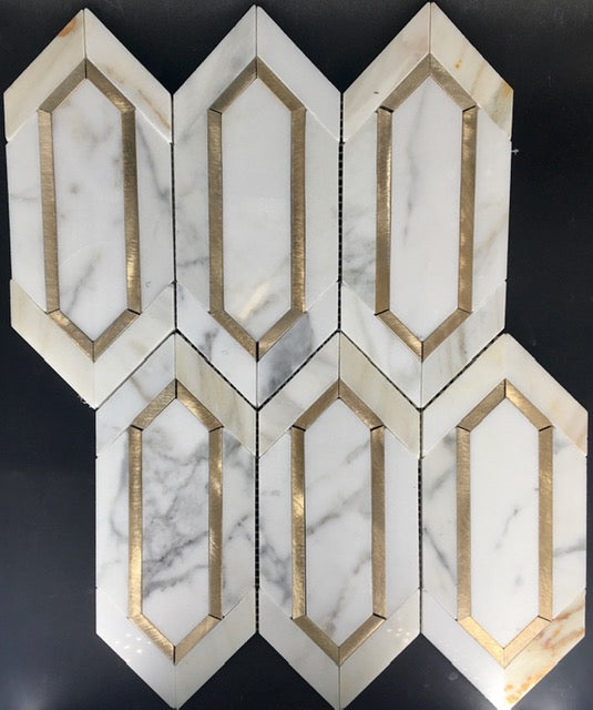 Shapes Victorian Calacatta Marble with Gold Aluminum