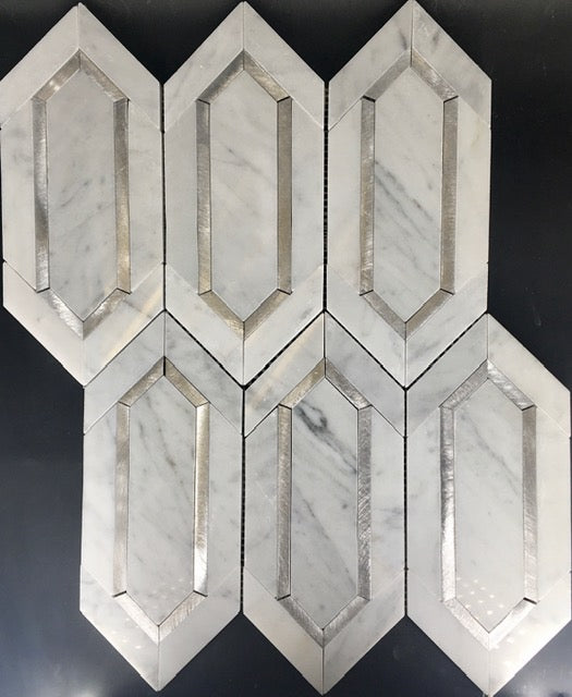 Shapes Victorian Carrara Marble with Silver Aluminum