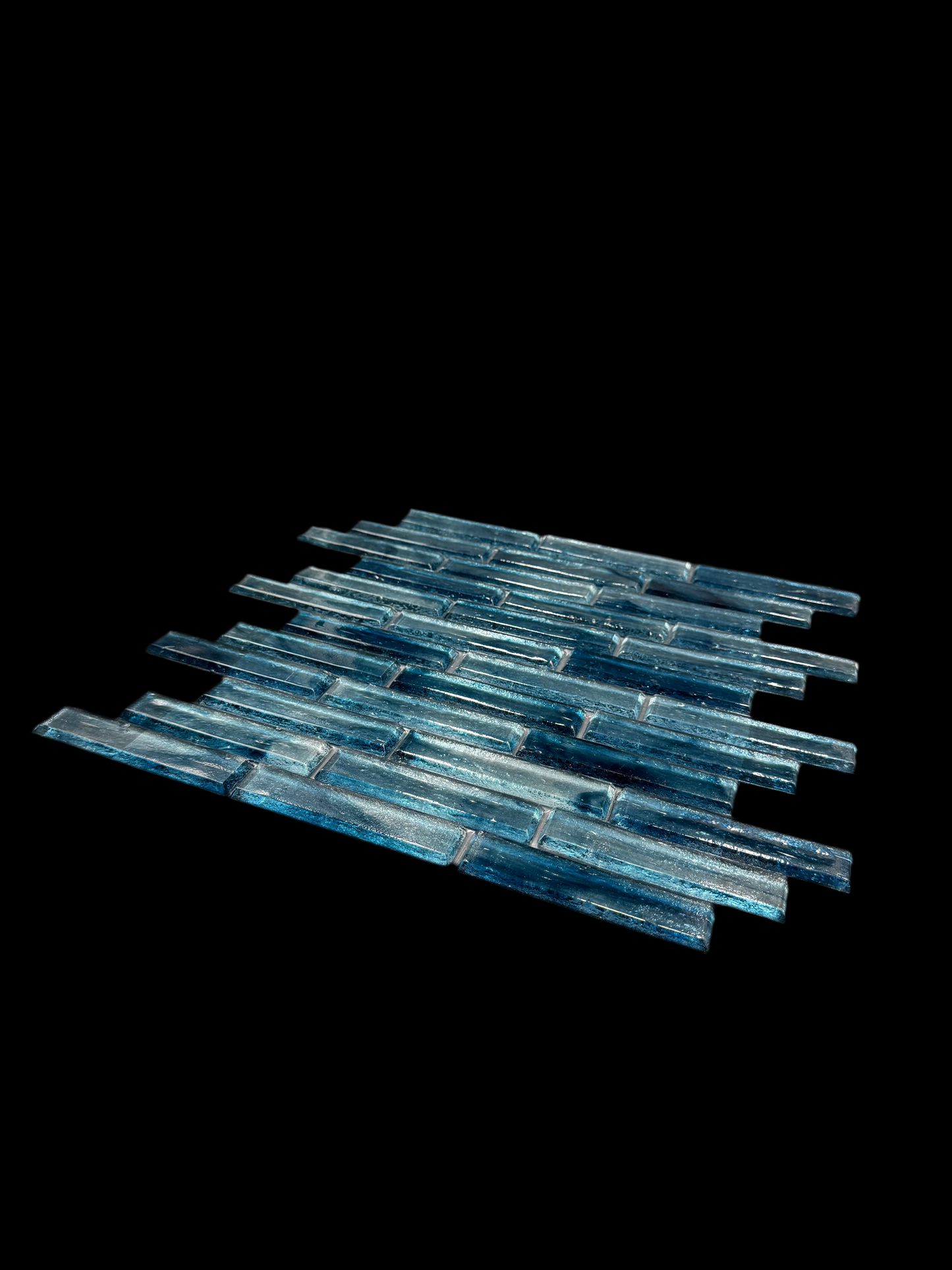 Fusion Glass 1 x 4 Linear Strips Polished Blue