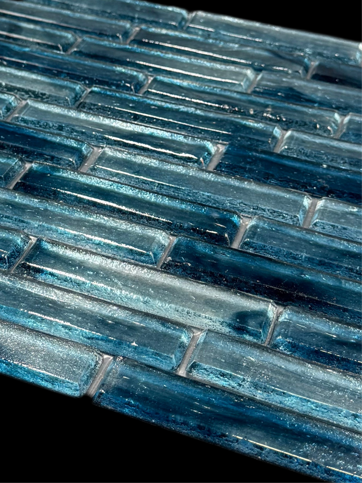 Fusion Glass 1 x 4 Linear Strips Polished Blue