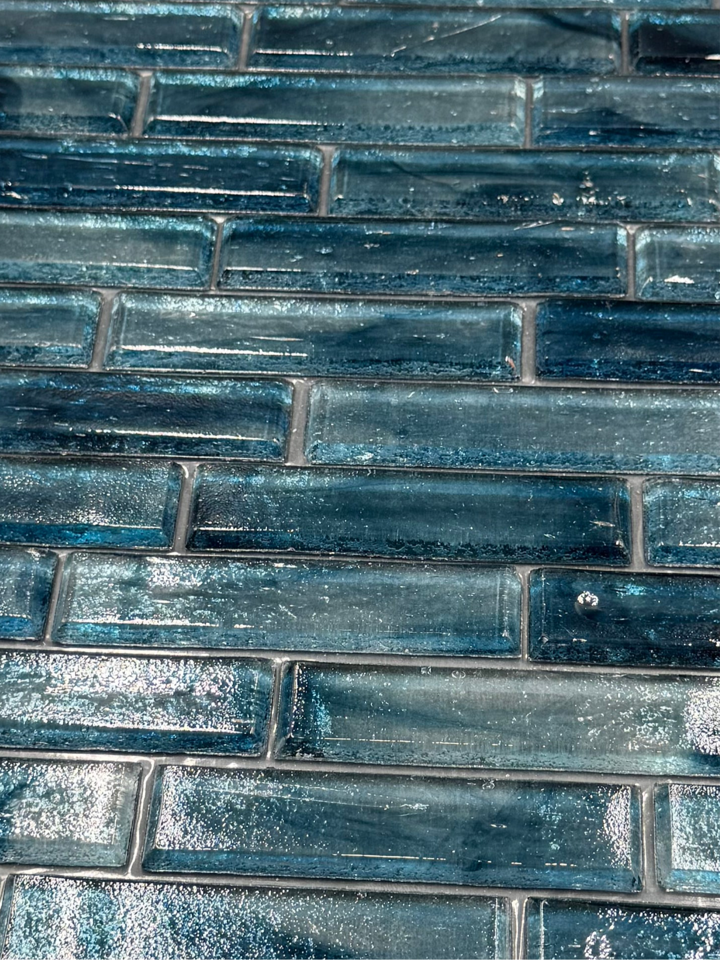 Fusion Glass 1 x 4 Linear Strips Polished Blue