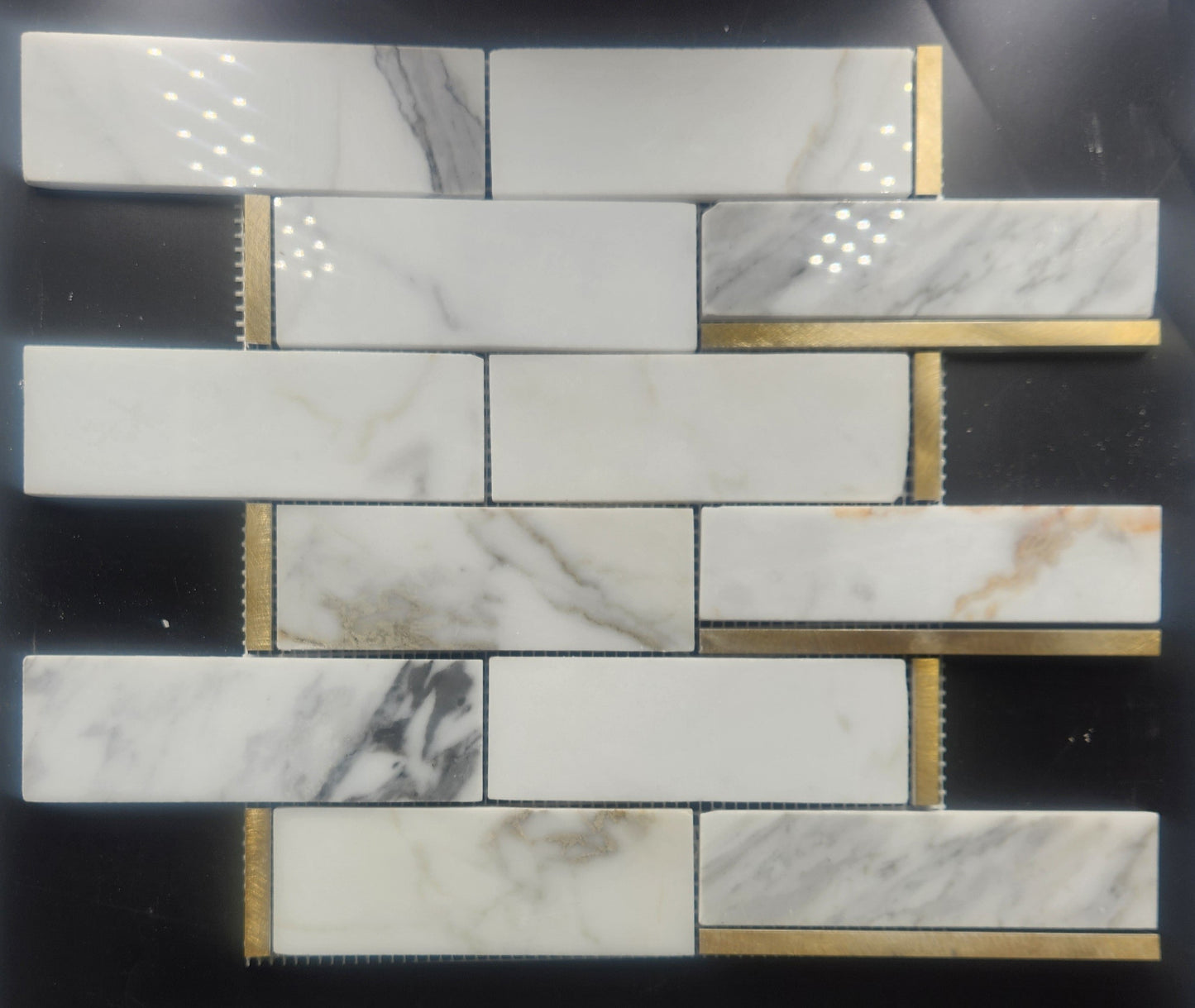 Bianco Gold Carrara Marble Brick Pattern
