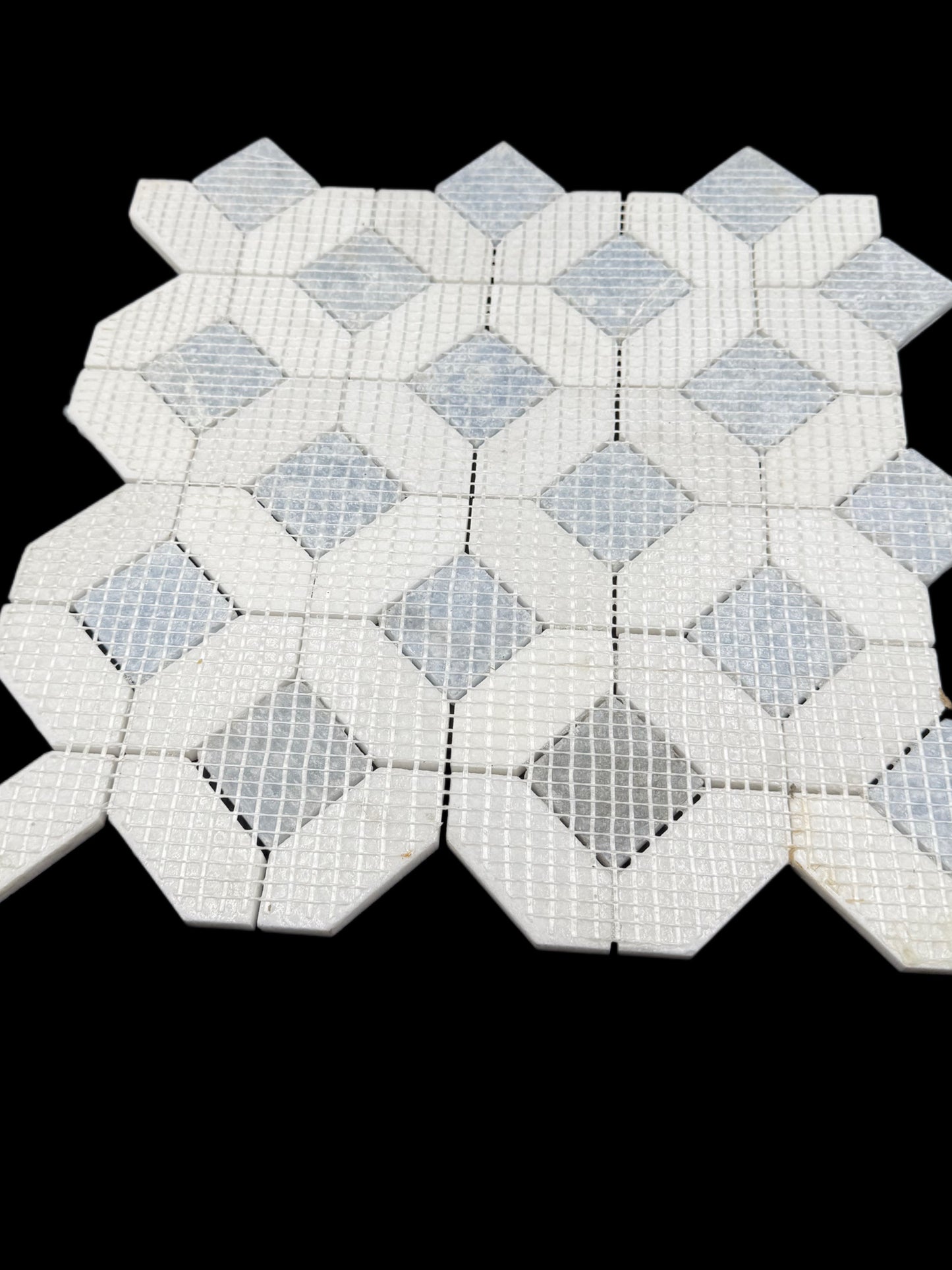 Celeste Blue and White Thasos White Octagon