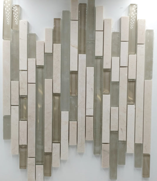 Sticks Linear Crema Marfil with Taupe Glass
