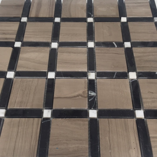 Geo Frame Wood & Nero Marquina Marble