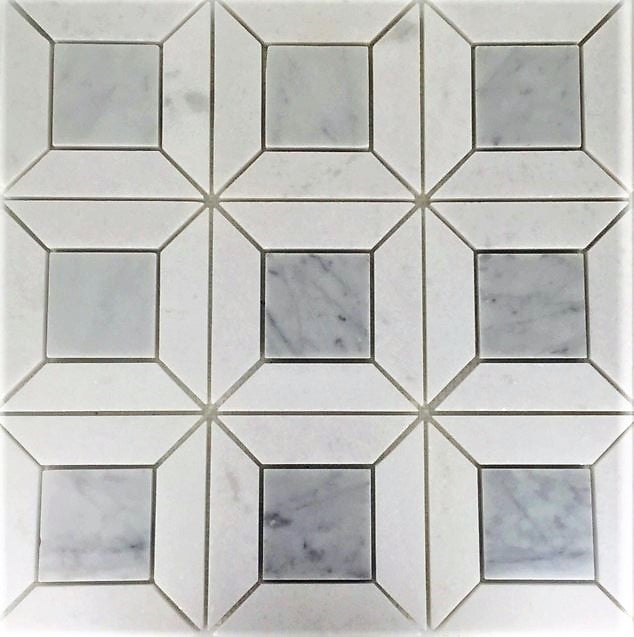 Geo Frame Greek White with Carrara