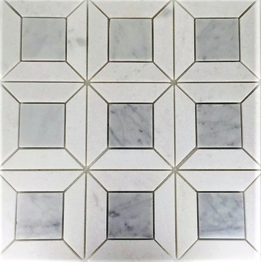 Geo Frame Greek White with Carrara
