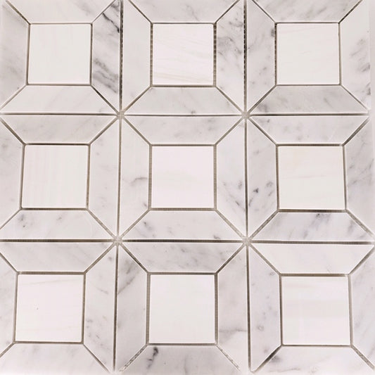 Geo Framed Carrara White with Star White Marble
