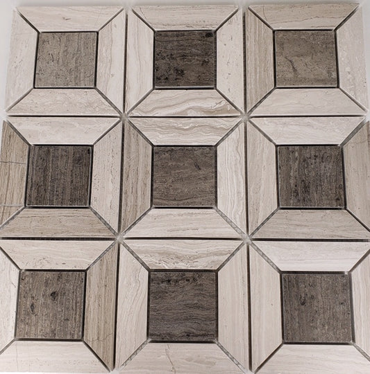 Geo Framed White & Grey Vein Marble