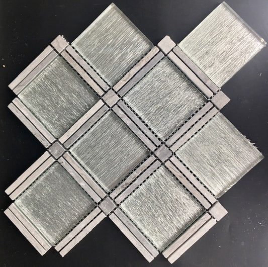 Geo Silver Glass & Blue Vein Marble